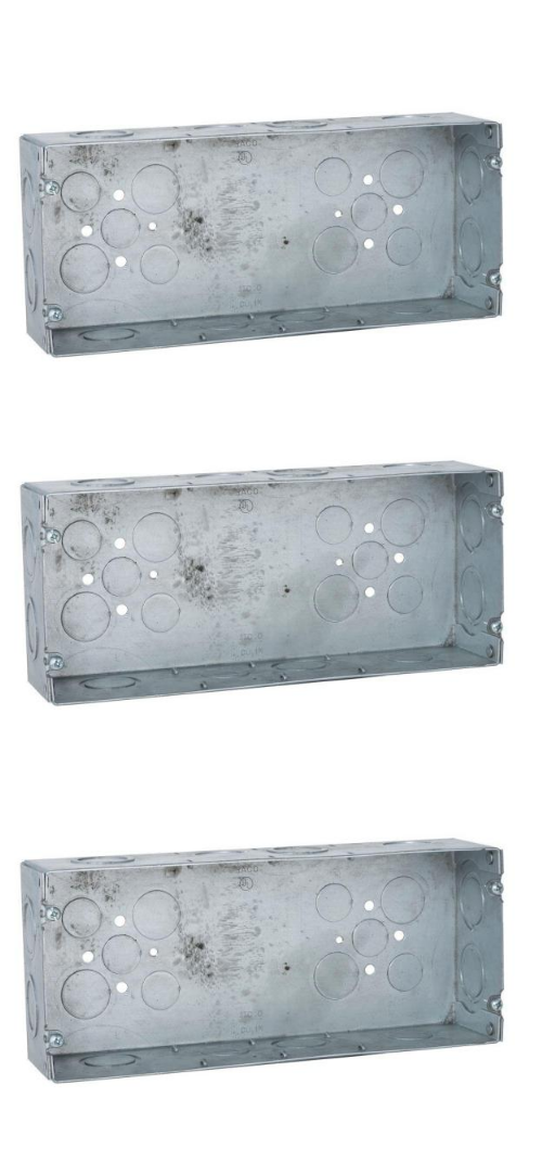 Raco 943, 4 Gang Box, 2-1/2 in. Deep with 1/2 & 3/4 in. Concentric KO's (3-PACK)