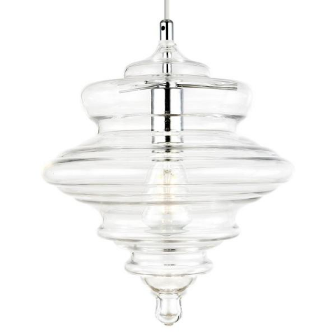 Light Society Leigh 1-Light Chrome/Clear Pendant with Glass Shade LS-C393-CM-CL