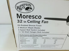 Load image into Gallery viewer, Hampton Bay 14411 Moresco 32 in. Oil Rubbed Bronze Ceiling Fan 186051
