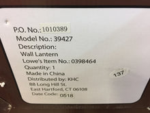 Load image into Gallery viewer, allen + roth 39427 Castine 23.75-in H Rubbed Bronze Outdoor Wall Light 398464
