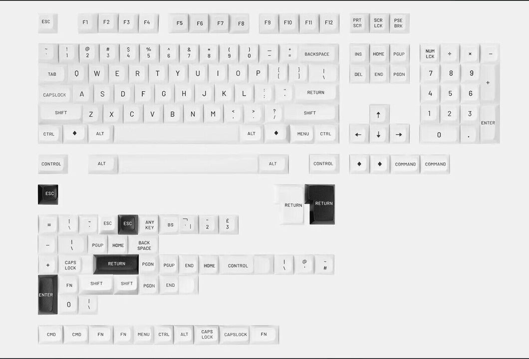 Drop Black On White MT3 Keycap Set MDX-34553-1 (161 Keys)