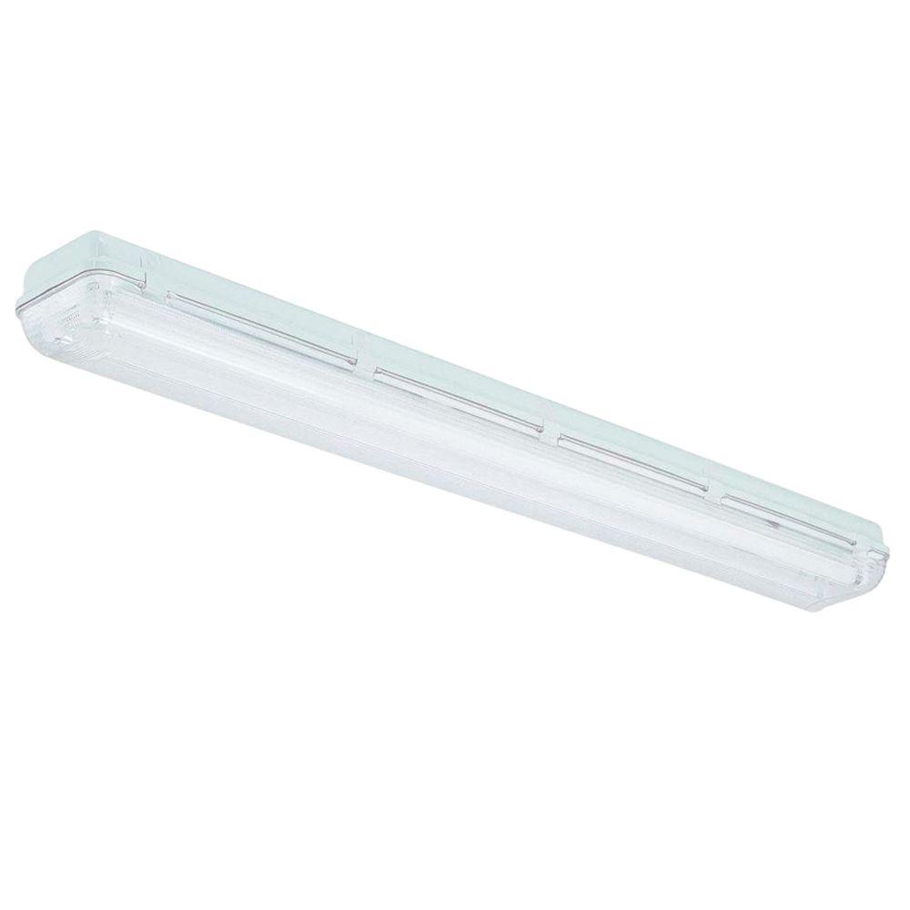 HomeSelects 2-Lamp 32-Watt T8 Grey Fluorescent Vapor Outdoor Tight Fixture 6219