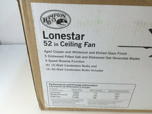 Load image into Gallery viewer, Hampton Bay Lonestar 52&quot; Aged Copper White Rock Etched Glass Ceiling Fan 439604
