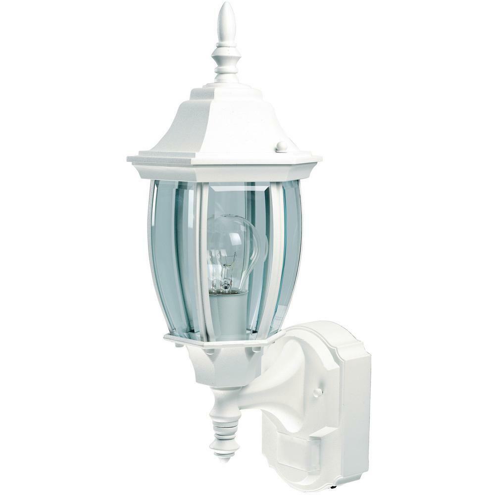 Hampton Bay Alexandria 180° White Motion-Sensing Wall Lantern Sconce HBI-4192-WH