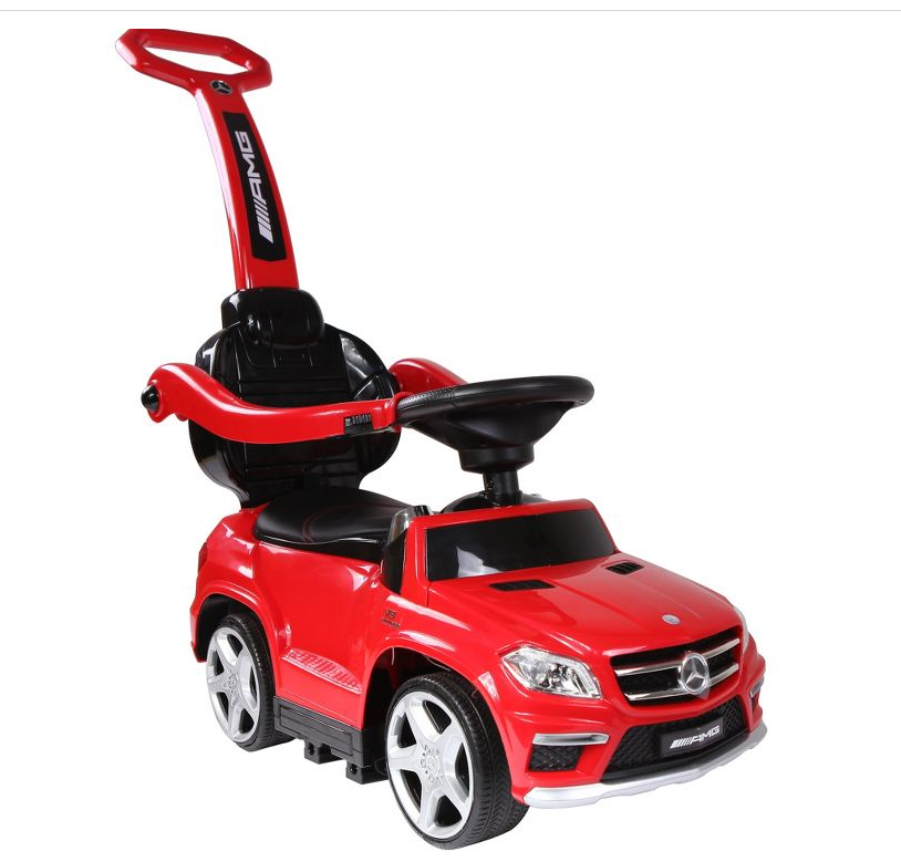 Best Ride On Cars Toddler 4-in-1 Mercedes Push Car Stroller w/ LED Lights - RED