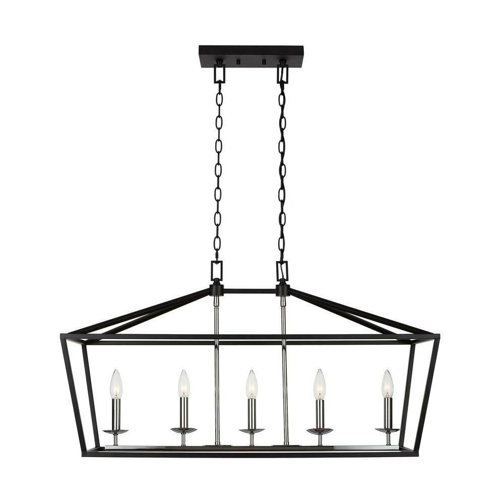Home Decorators Weyburn 5-Light Black Polished Chrome Caged Island Chandelier