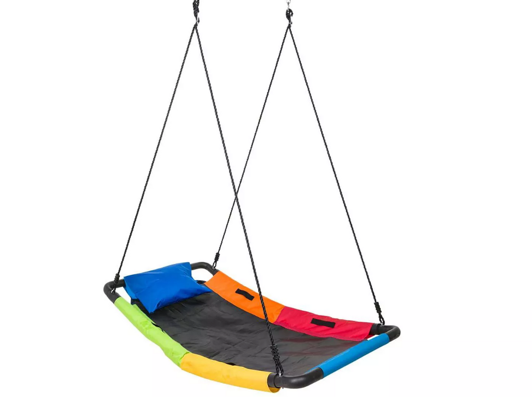 HearthSong Colorful Super Platform Swing with Foam-Padded Tubular Steel Frame