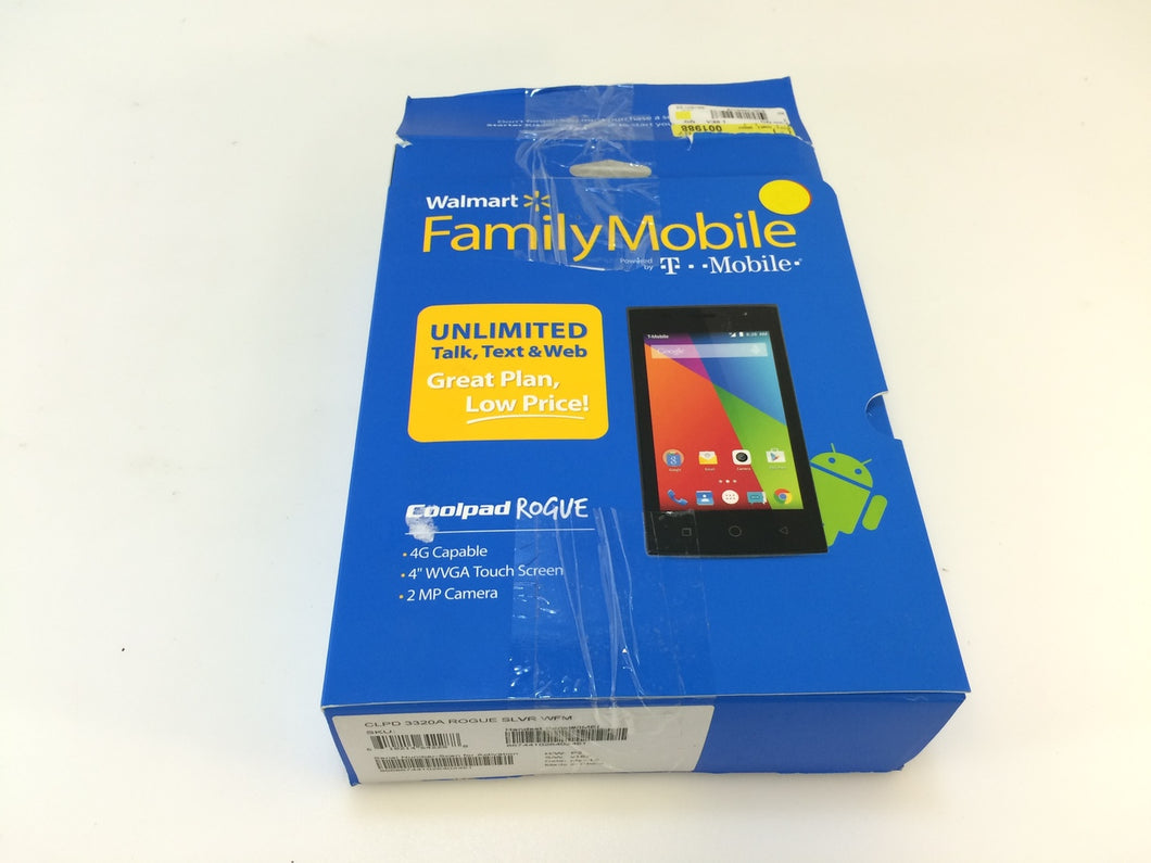 Walmart Family Mobile T-Mobile Coolpad 3320A Rogue Prepaid Smartphone Silver
