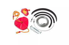 Load image into Gallery viewer, HearthSong 80-Foot Red Stainless Steel Backyard Zipline Kit with Adjustable Seat
