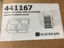 Load image into Gallery viewer, Glacier Bay 441167 Dual Mount Composite 33&quot; 3-Hole 2-Bowl Kitchen Sink Slate
