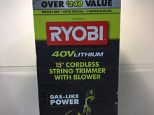 Load image into Gallery viewer, Ryobi RY40920 40V Cordless Lithium-Ion String Trimmer Jet Fan Blower Combo Kit
