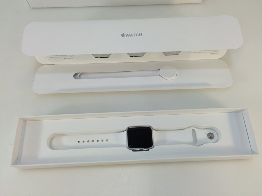 Apple Watch Series 1 MNNG2LL/A 38mm Silver Aluminum Case White Sport Band