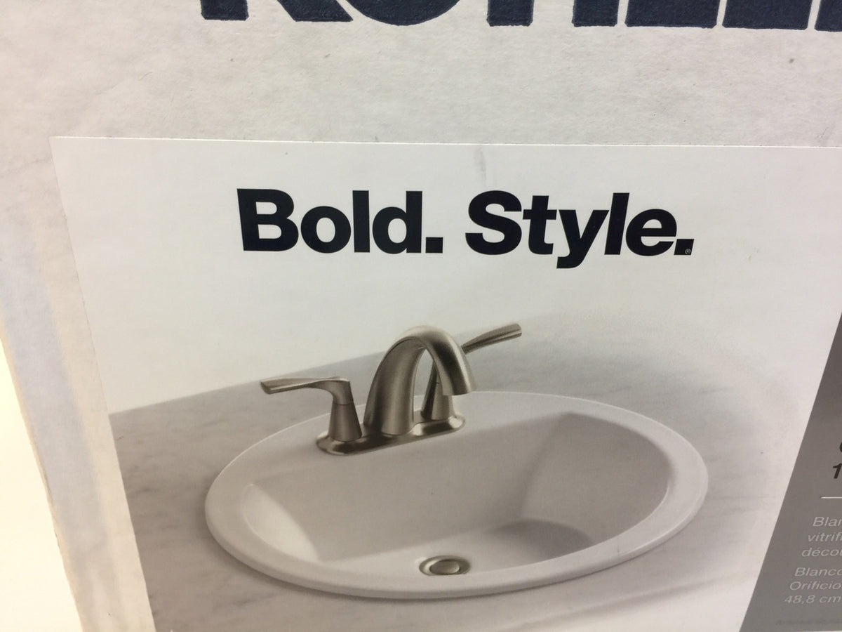 KOHLER R269940 Bryant White Dropin Oval Bathroom Sink with Overflow