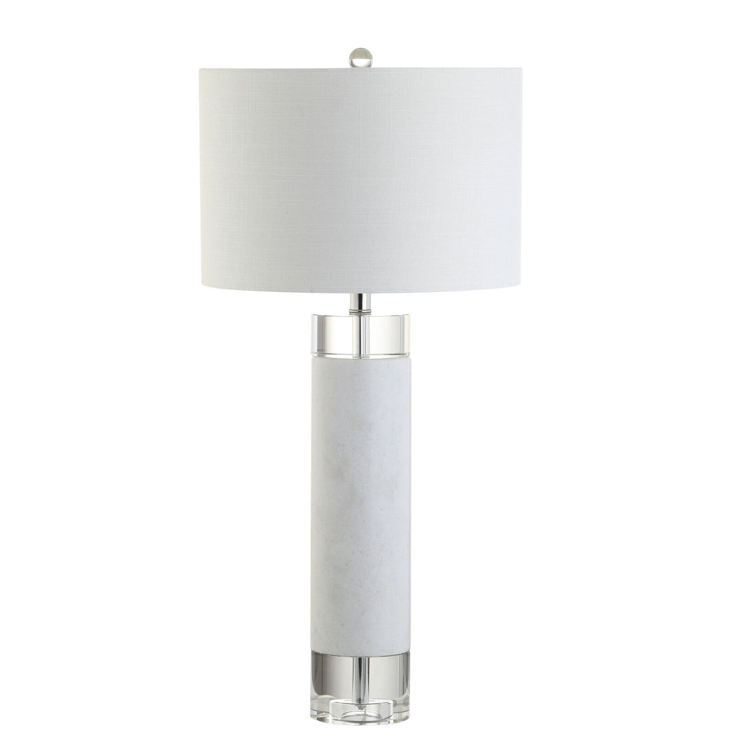 JONATHAN Y Hunter 32 in. White Marble/Crystal Table Lamp JYL5000A