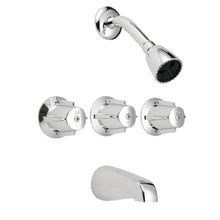 Load image into Gallery viewer, EZ-FLO 10771 Basic-N-Brass Compression 3-Handle 1-Spray Shower Faucet Chrome
