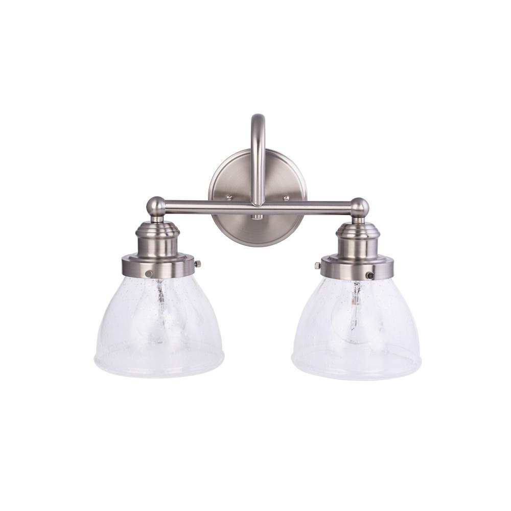 Hampton Bay 20358-001 Albona 2-Light Brushed Nickel Vanity Light 1002230565