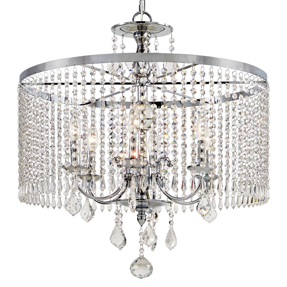 Home Decorators 6-Light Polished Chrome Chandelier K9 Crystal Dangles HD-1146-I