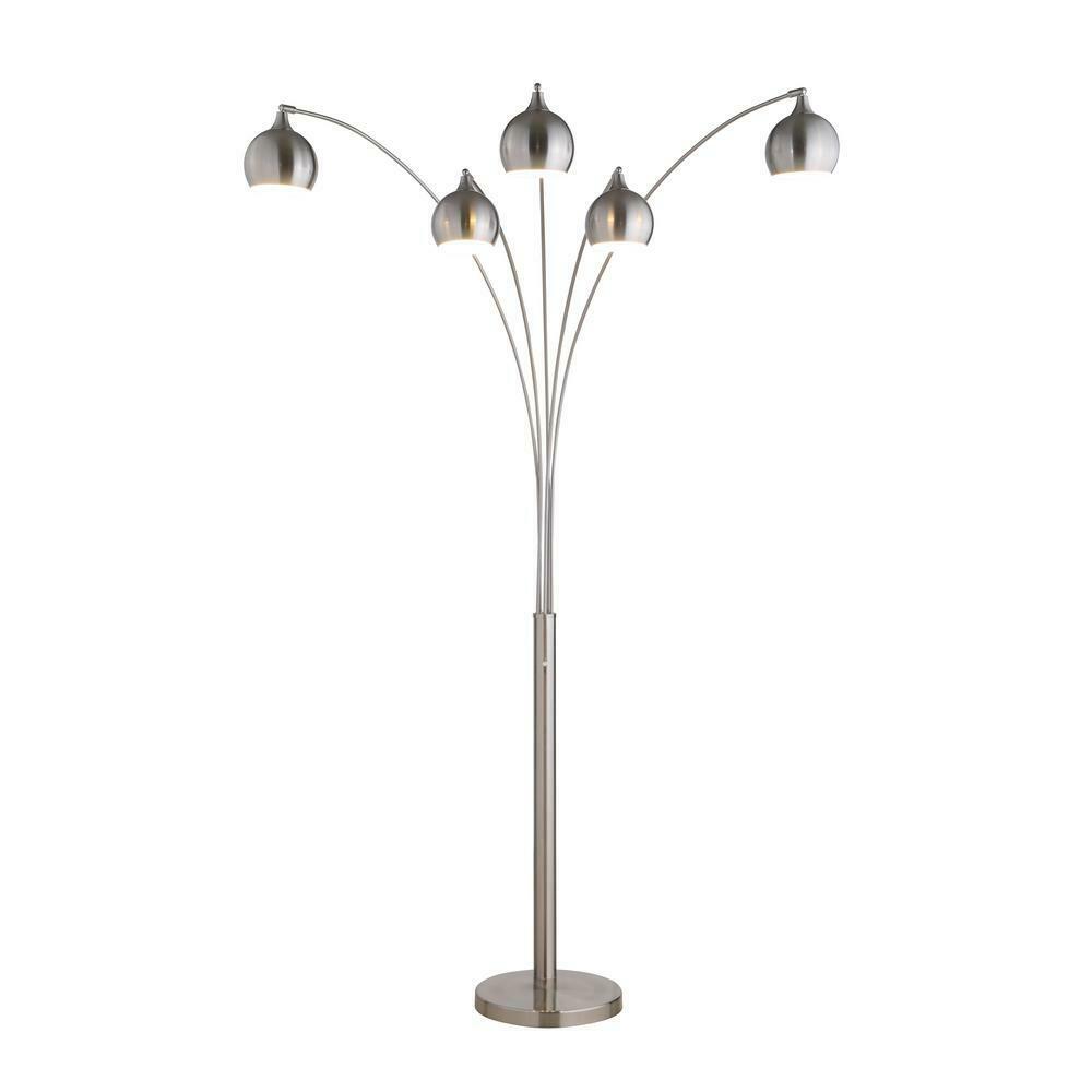 Artiva Amore 86 in. Brushed Nickel LED Arc Floor Lamp with Dimmer LED9656FSN