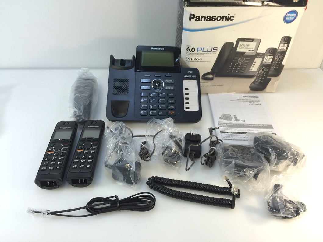 Panasonic KX-TG6672 1.9 GHz Single Line Corded Cordless Phone with 2 Handsets