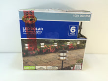 Load image into Gallery viewer, 6-Pk Hampton Bay 93839 Mediterranean Bronze Solar 3-Tier Path Light 1001003253

