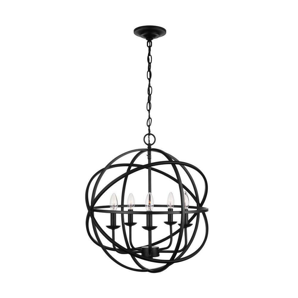 Home Decorators Sarolta Sands 5-Light Black Orb Chandelier 1004161095