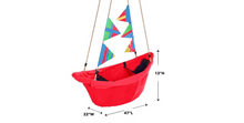 Load image into Gallery viewer, HearthSong Regatta Boat Tree Swing with Colorful Flags, Mesh Bottom Red 866667RD
