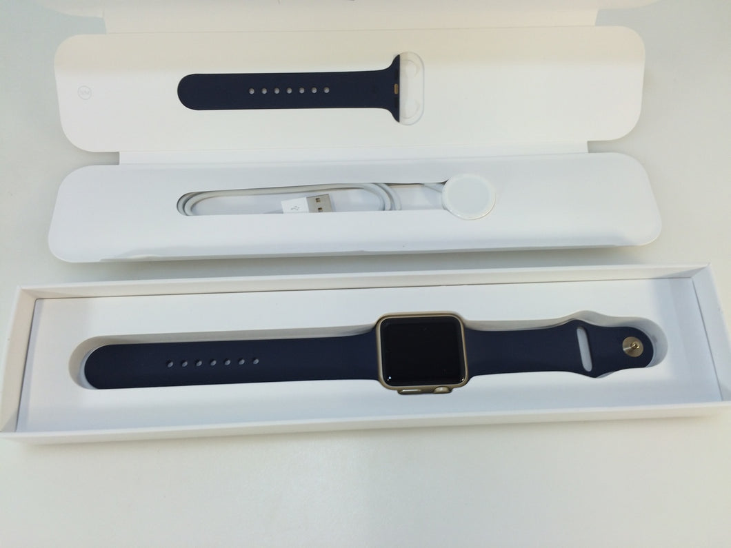 Apple Watch Series 1 MQ122LL/A 42mm Gold Aluminum Case Midnight Blue Sport Band