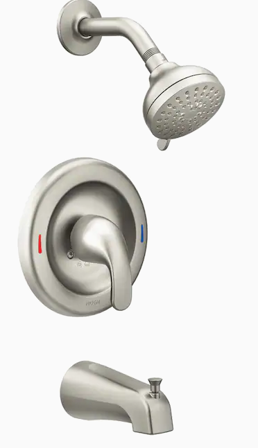 Moen Adler 1-Handle Brushed Nickel Bathtub and Shower Faucet with Valve 82603SRN