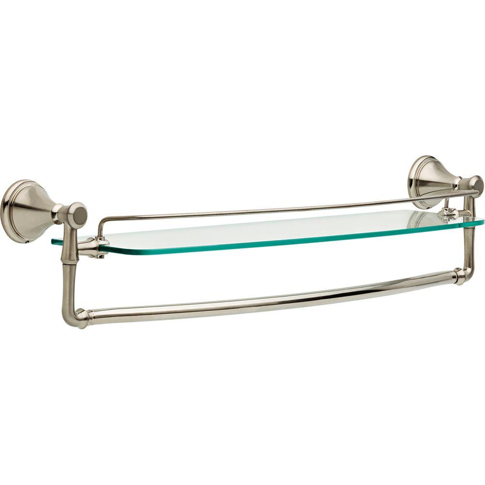 Delta 79711-SS Cassidy 24 in. Glass Bathroom Shelf with Towel Bar in Stainless