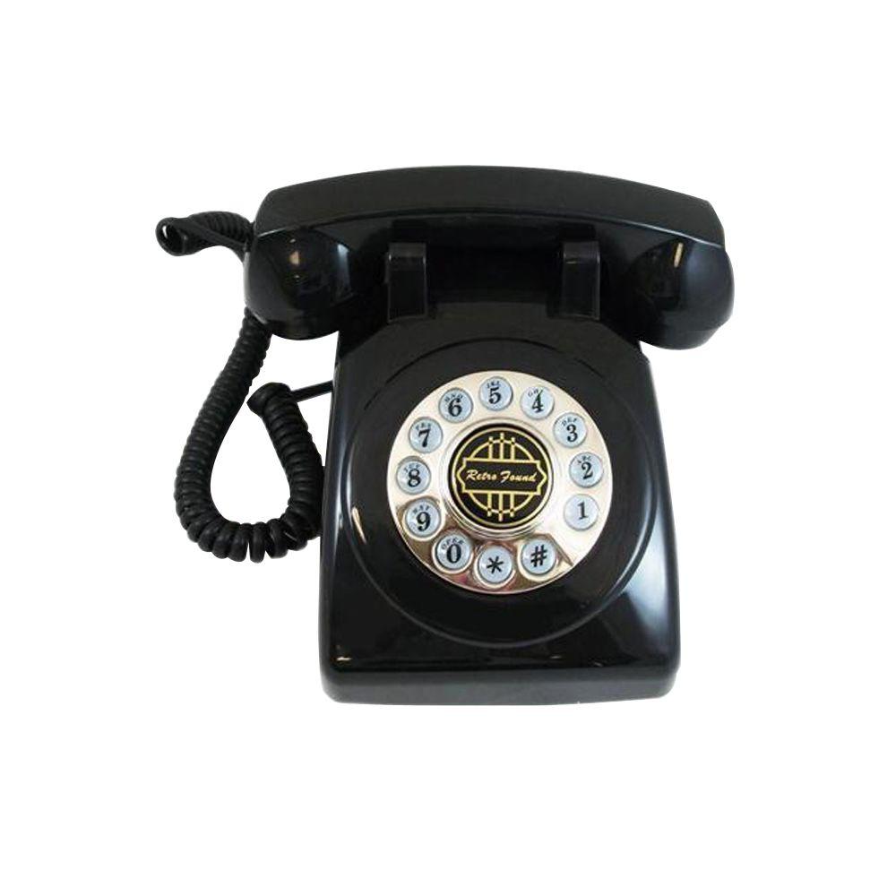 Paramount Analog Corded 1950 Desk Phone with Faux Rotary Dial BLACK