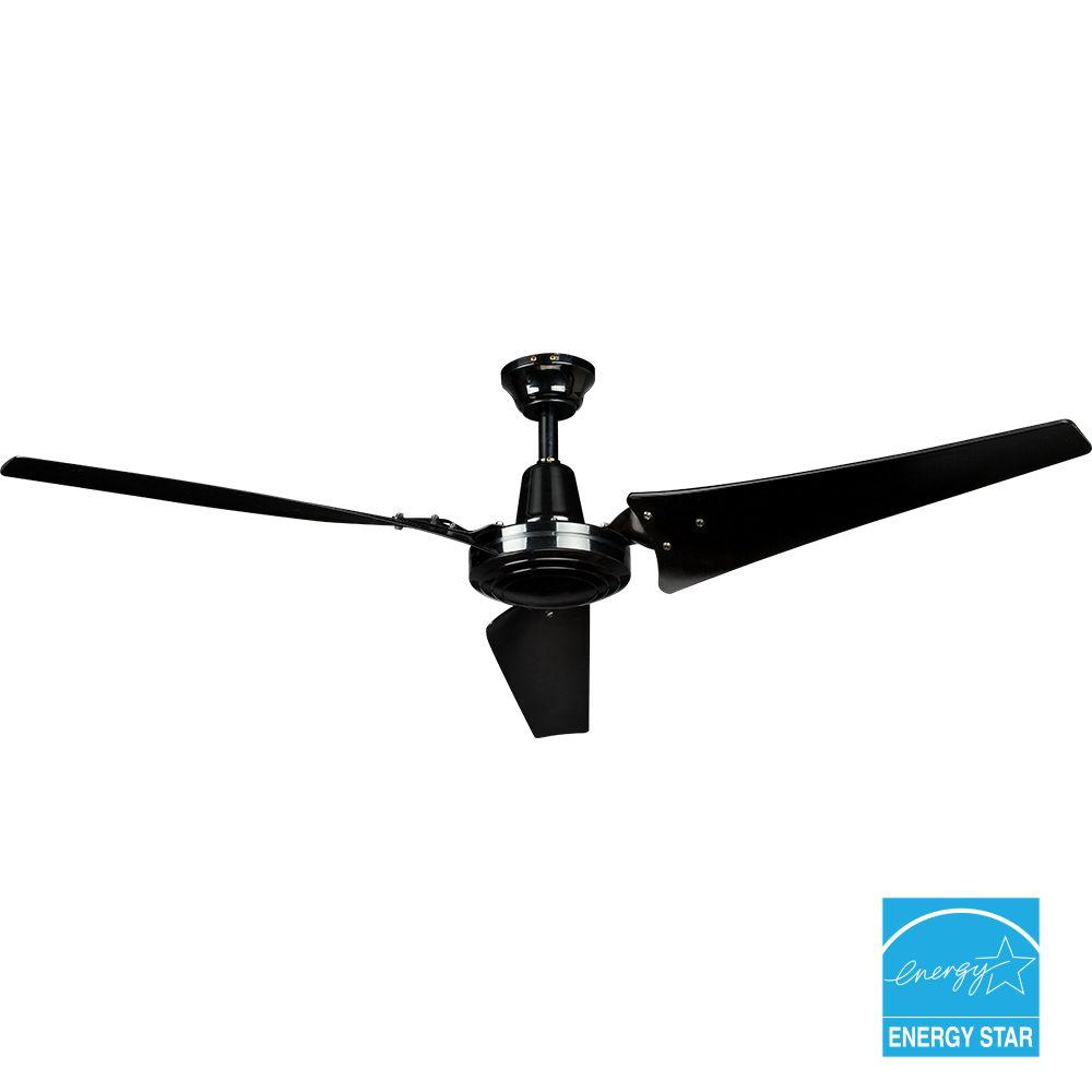 Hampton Bay 26829 Industrial 60 in. Indoor Black Ceiling Fan with Wall Control