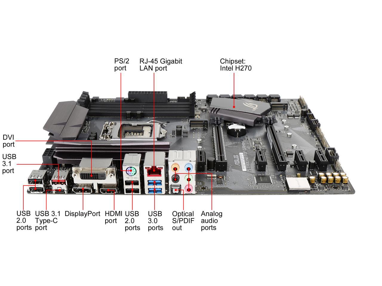 Asus STRIX H270F GAMING LGA 1151 HDMI SATA 6Gb s USB3.1 ATX Mothotherb NT Electronics LLC