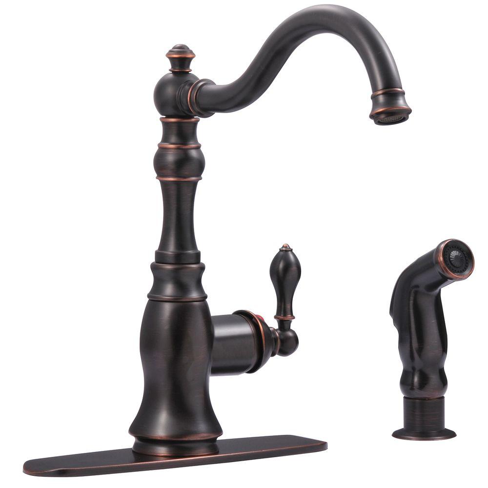 Ultra Faucets UF11245 Bronze 1-Handle Standard Kitchen Faucet Oil Rubbed Bronze