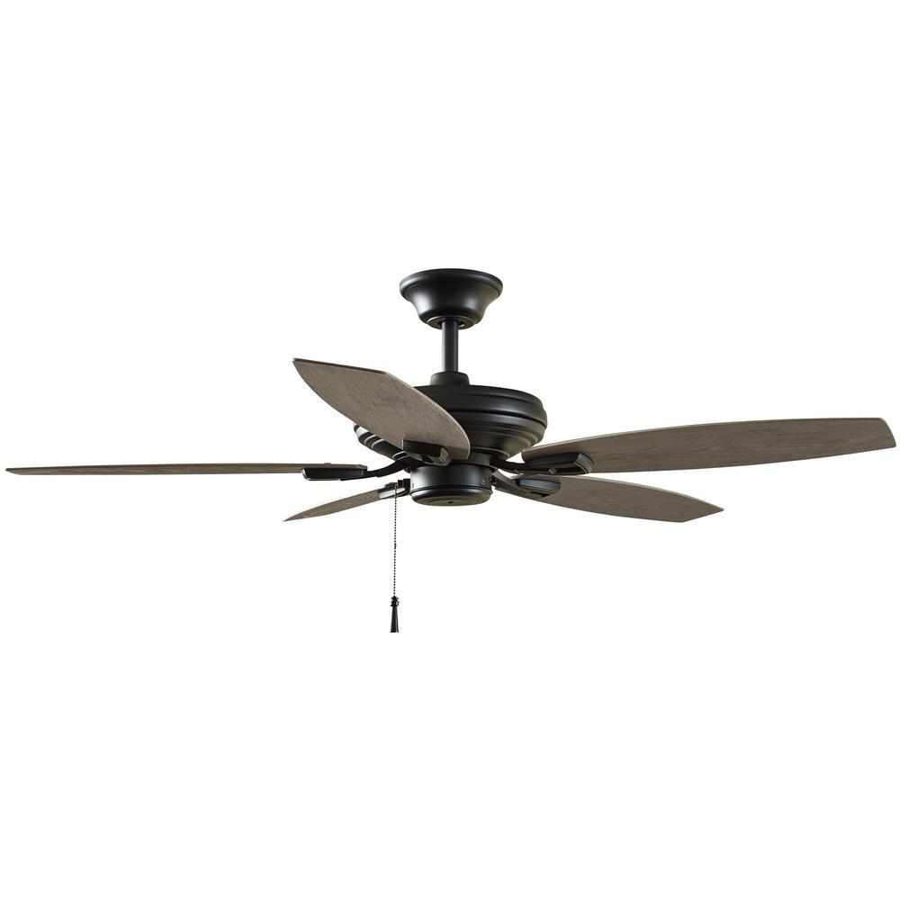 Hampton Bay North Pond 52 in. Indoor/Outdoor Matte Black Ceiling Fan 51718