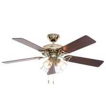 Load image into Gallery viewer, Hunter 53066 Studio Series 52&quot; Indoor Bright Brass Ceiling Fan with Light Kit
