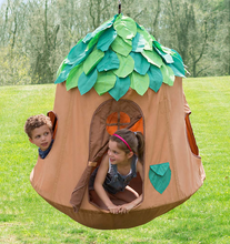 Load image into Gallery viewer, HearthSong Woodland HugglePod HangOut Nylon Hanging Tent LED Leaf Lights 729678

