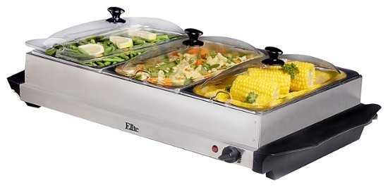 Elite Gourmet 3 Tray Electric Buffet Server - Stainless Steel (EWM-6171)