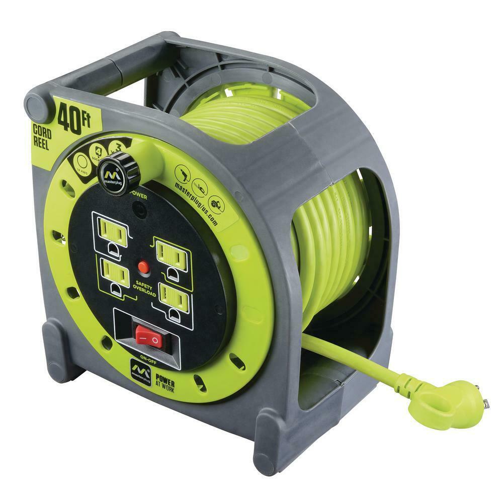 Masterplug ProXT 40 ft. 14/3 Case Cord Reel with 4-Outlets HMA401214G4SL-US