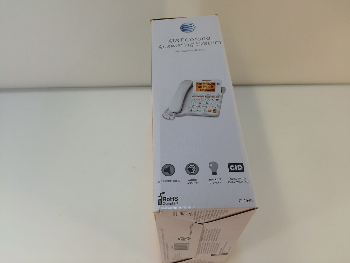 AT&T CL4940 Corded Digital Answering System with backlit display, Whit ...