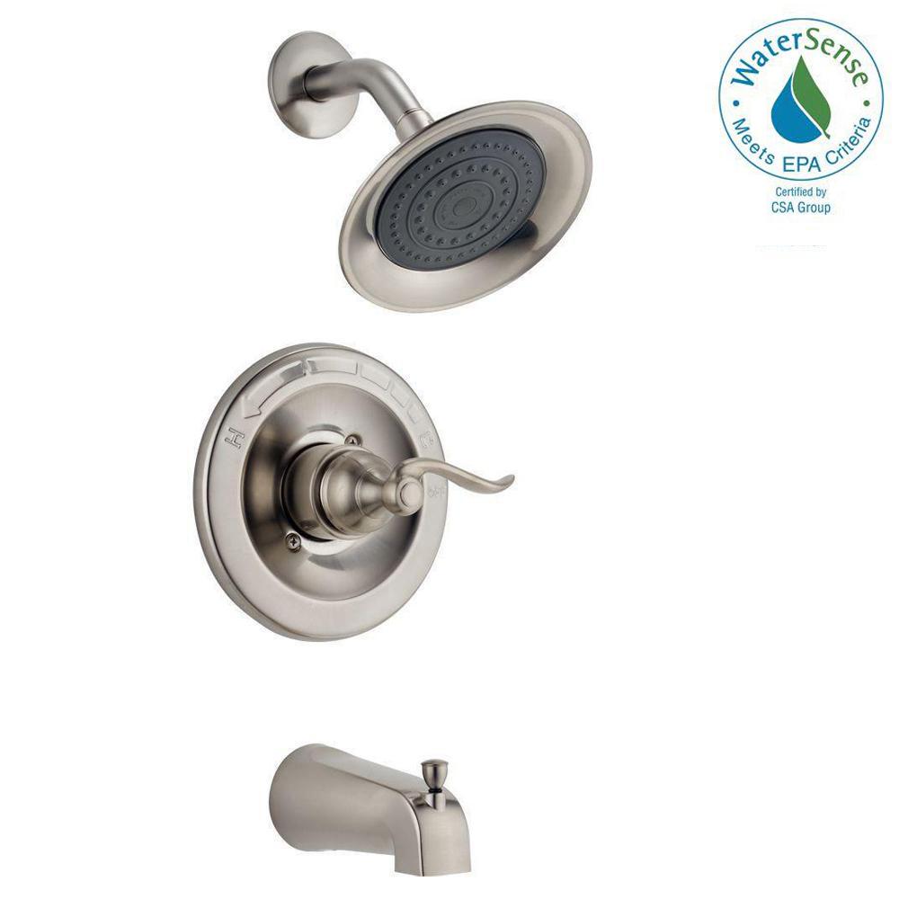 Delta 144996-BN Windemere 1-Handle 1-Spray Tub & Shower Faucet, Brushed Nickel