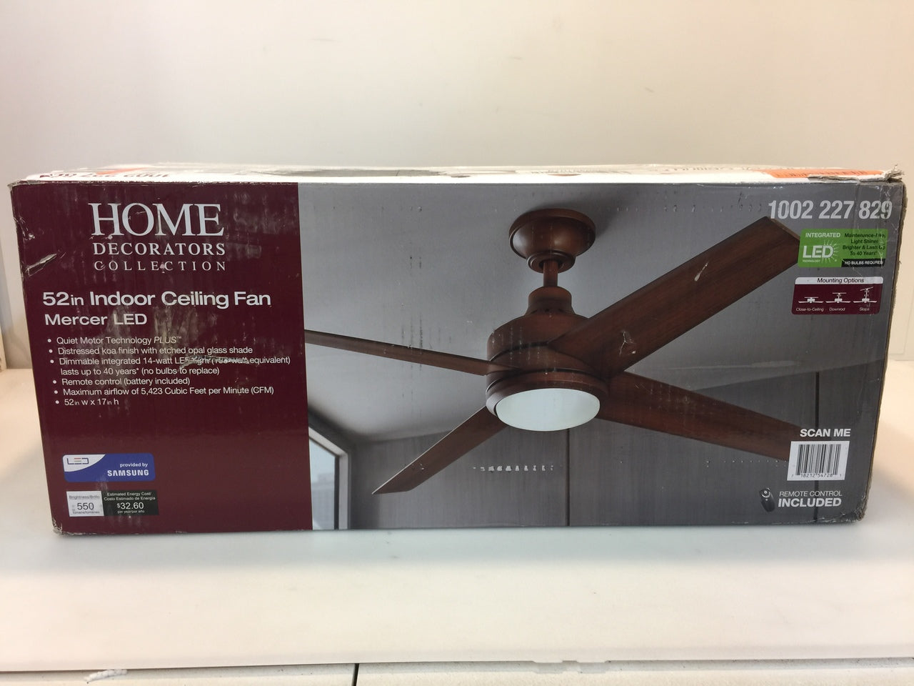 52 Indoor Ceiling Fan Mercer Led Shelly Lighting