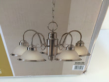 Load image into Gallery viewer, Hampton Bay WB0390/SC-1 Halophane 5-Light Brushed Nickel Chandelier 245200
