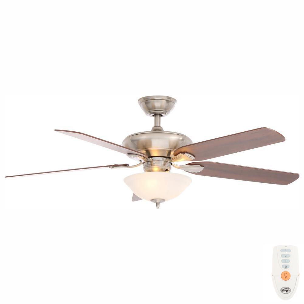 Hampton Bay Flowe 52 in. Indoor LED Brushed Nickel Ceiling Fan with Remote