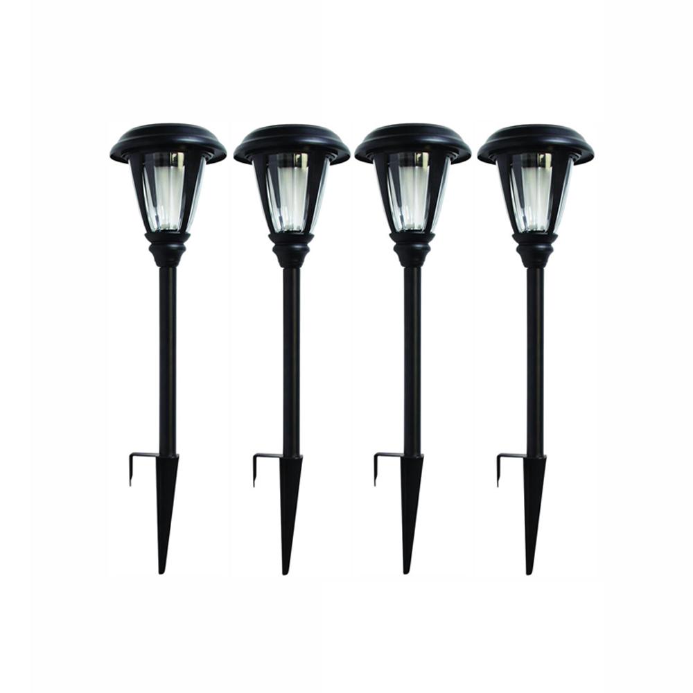 4-PK Hampton Bay Solar Black LED 3000K 30-Lumens Landscape Path Light 1001817763