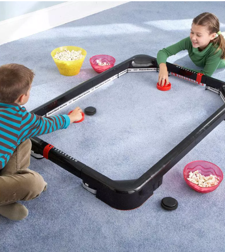 HearthSong Portable PowerBand Air Hockey Tabletop and Carpet Game