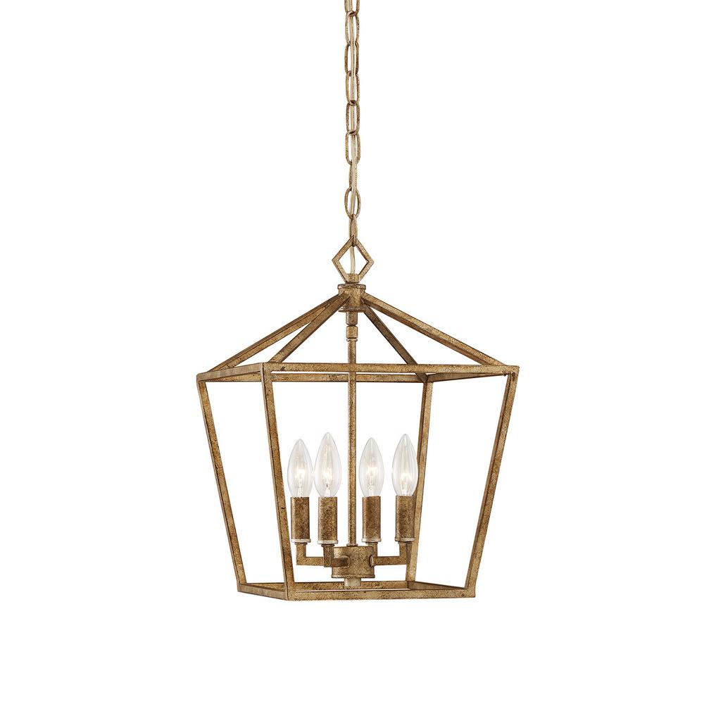 Millennium Lighting 4-Light 12 in. Wide Vintage Gold Taper Candle Pendant 3234VG
