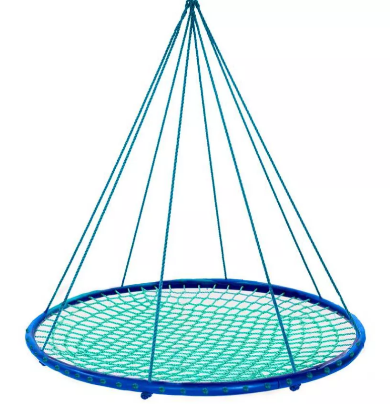 HearthSong Sky Island Outdoor Round Platform Swing with Nylon Rope, Padded Steel