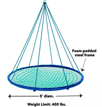 Load image into Gallery viewer, HearthSong Sky Island Outdoor Round Platform Swing with Nylon Rope, Padded Steel
