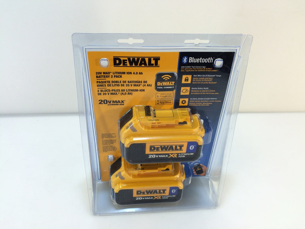 DEWALT DCB204BT-2 20V Max Li-Ion 4.0Ah Battery Pack w/ Bluetooth (2-Pack)