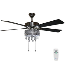 Load image into Gallery viewer, River of Goods 19542 Modern 52&quot; Satin Nickel Chandelier LED Ceiling Fan w/ Light
